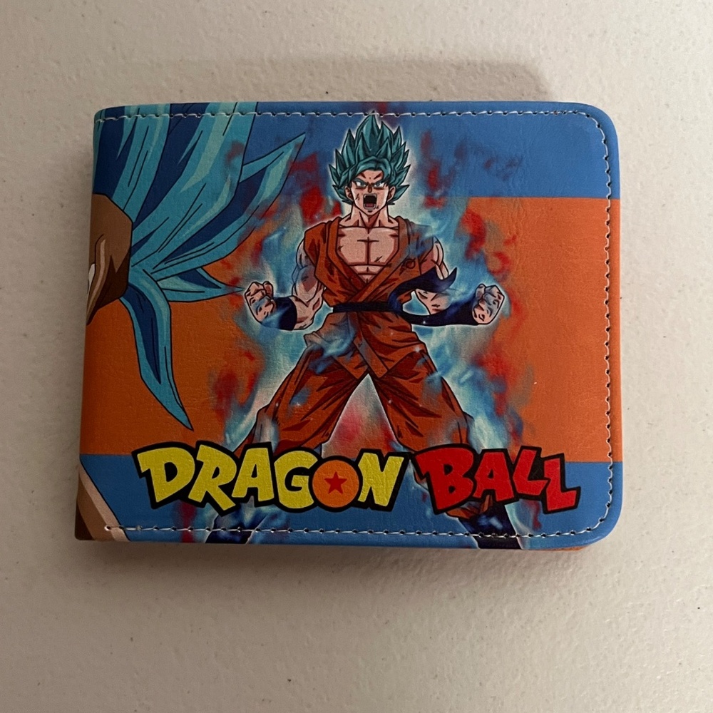 Dragonball Z Goku Powering Up Faux Leather Wallet Orange Blue